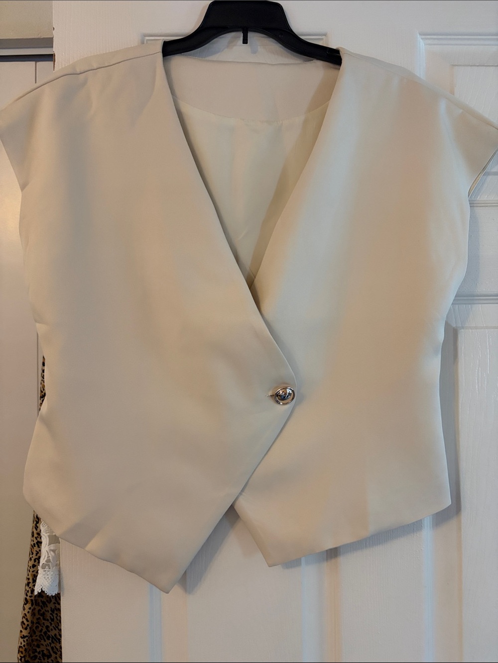 Cream V-Neck Wrap Vest